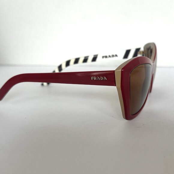 Prada Italy Women Sunglasses Butterfly Red Used Frames New Lenses & Case SPR 07X - Picture 4 of 16